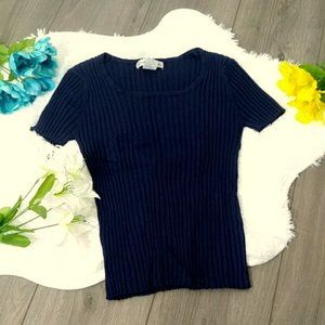 2/$24 Navy Blue Ribbed Sweater by Christina